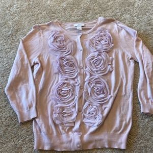 NWOT loft Ann Taylor pink  Cardigan with roses sz Sm